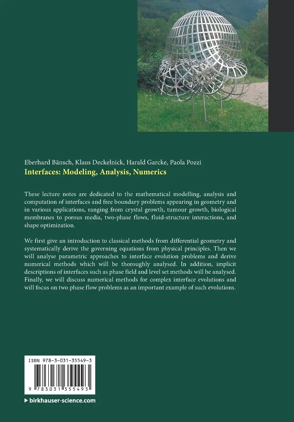 Rückseite: 9783031355493 | Interfaces: Modeling, Analysis, Numerics | Eberhard Bänsch (u. a.)