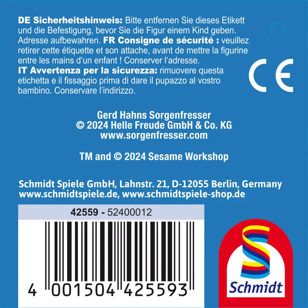 Bild: 4001504425593 | Elmo, 20 cm | Plüsch Sorgenfresser meets Sesamstrasse | Polybeutel