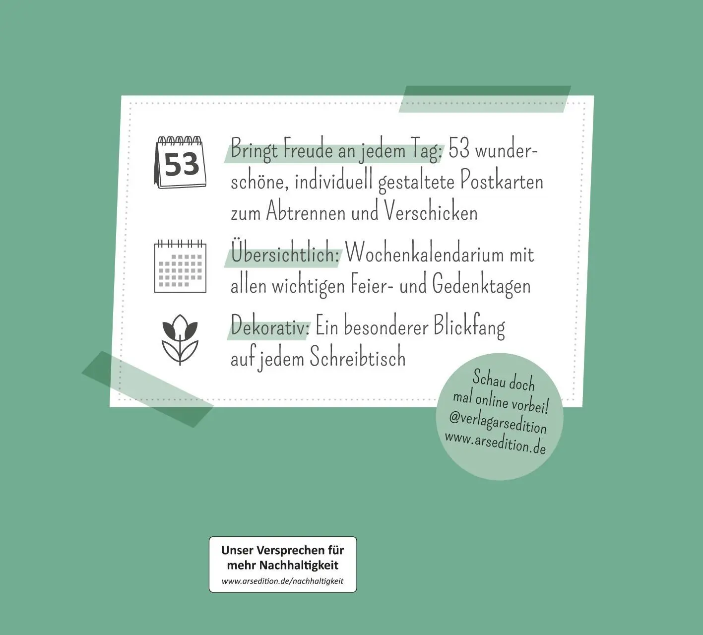 Rückseite: 4014489135593 | Postkartenkalender Man sieht nur mit dem Herzen gut 2026 | Kalender