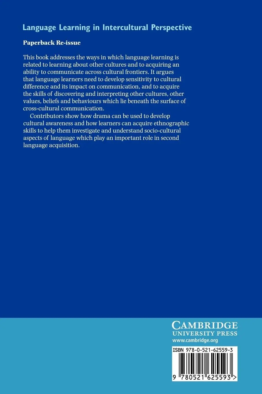 Rückseite: 9780521625593 | Language Learning in Intercultural Perspective | Michael Byram (u. a.)