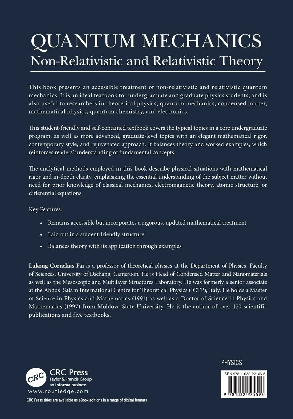 Rückseite: 9781032225593 | Quantum Mechanics | Non-Relativistic and Relativistic Theory | Fai