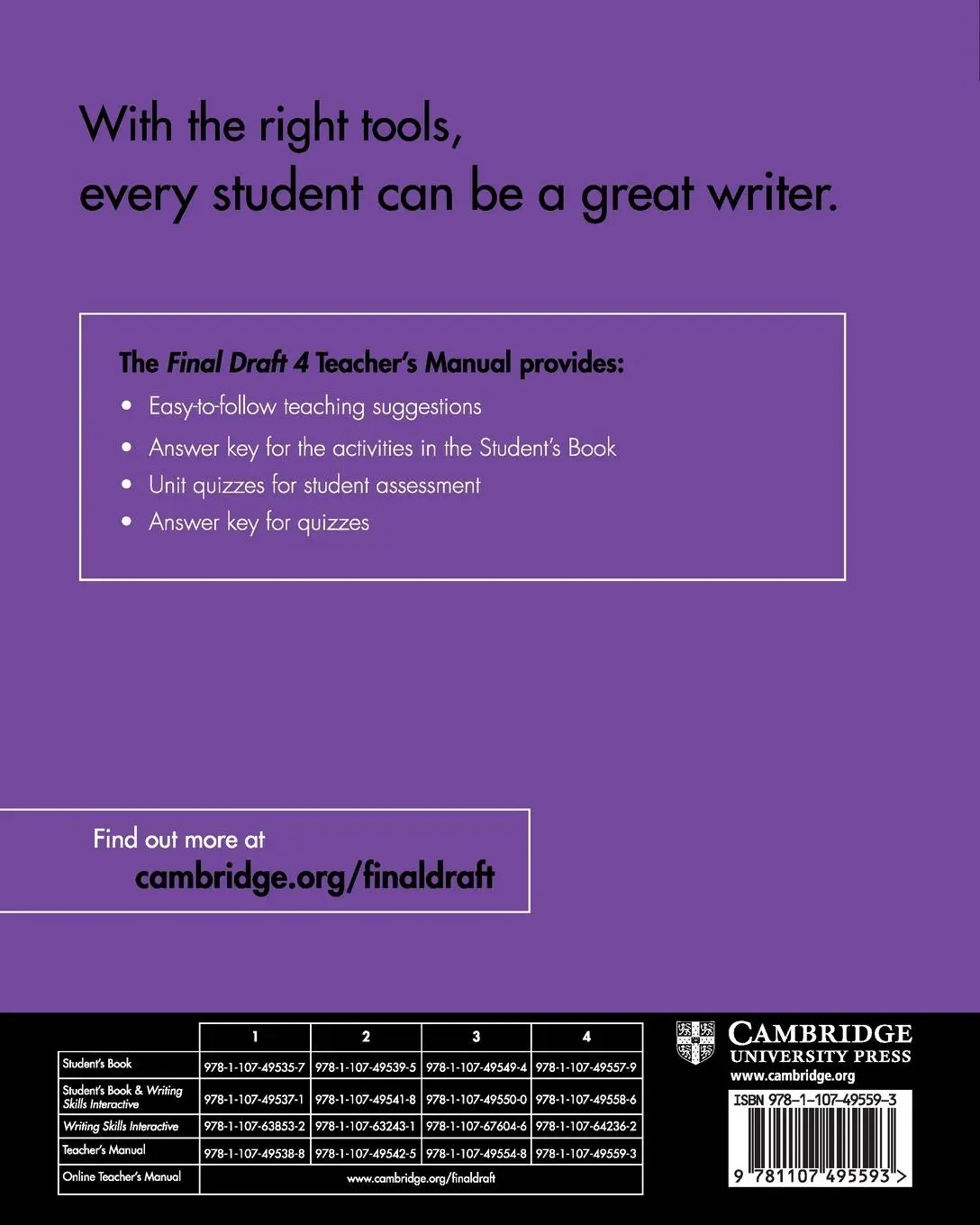 Rückseite: 9781107495593 | Final Draft Level 4 Teacher's Manual | Jeanne Lambert | Taschenbuch