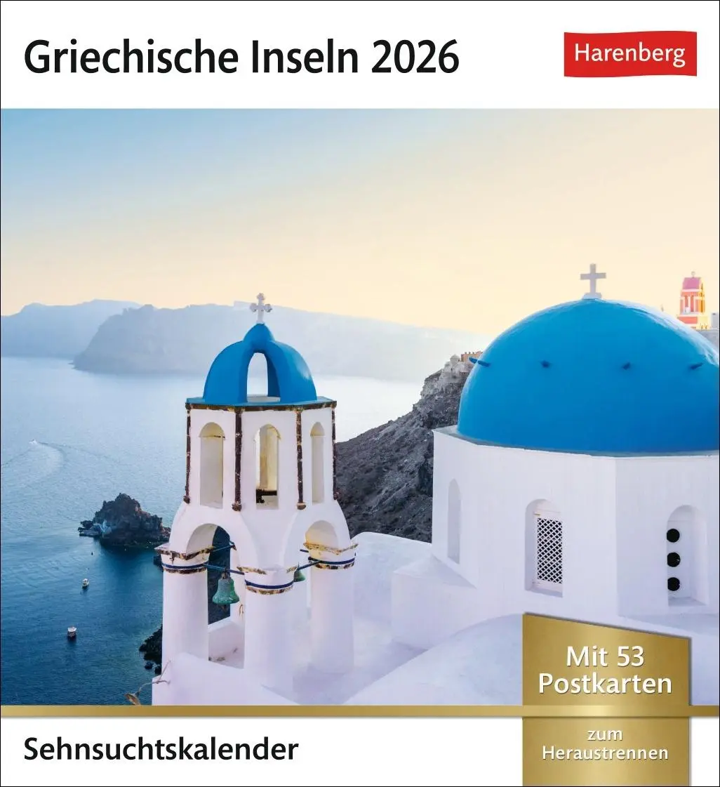 Cover: 9783840035593 | Griechische Inseln Sehnsuchtskalender 2026 - Wochenkalender mit 53...