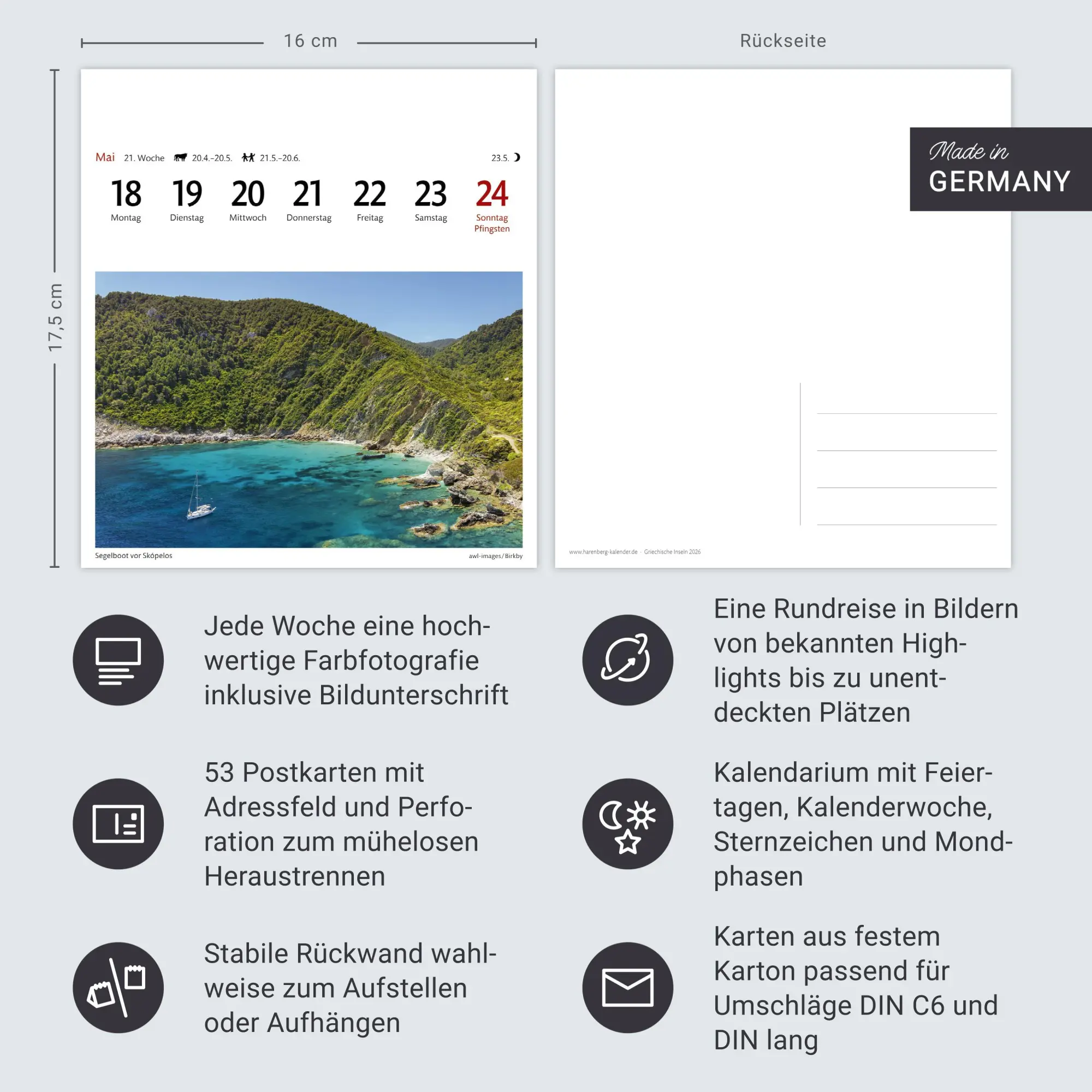 Bild: 9783840035593 | Griechische Inseln Sehnsuchtskalender 2026 - Wochenkalender mit 53...