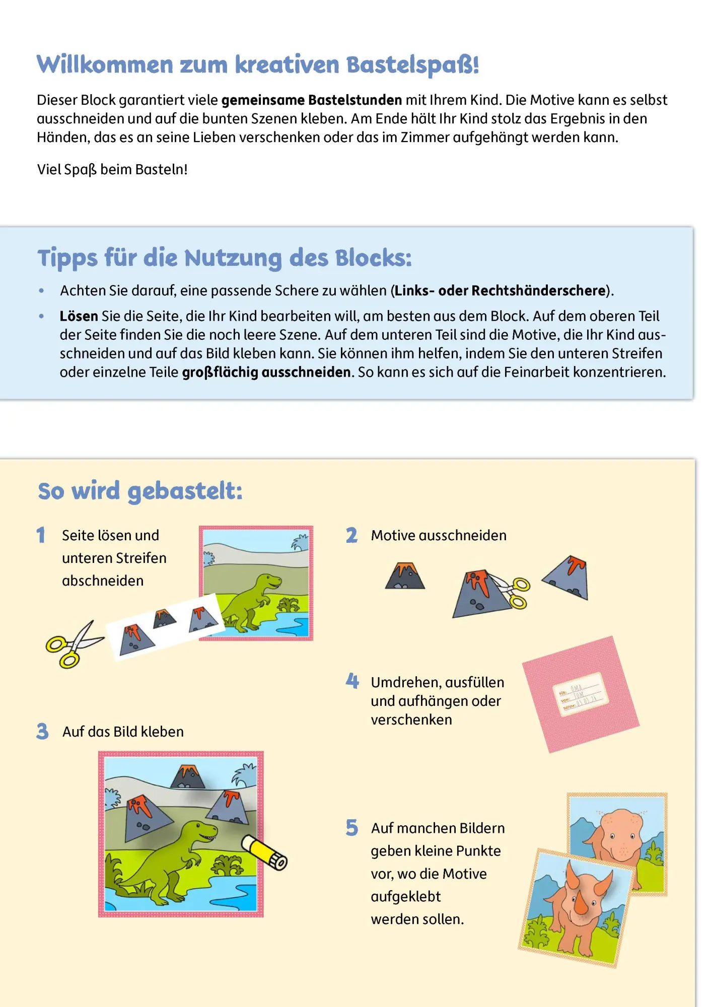 Bild: 9783881005593 | Lass uns basteln - Ausschneiden und Kleben ab 3 Jahre - Dinosaurier