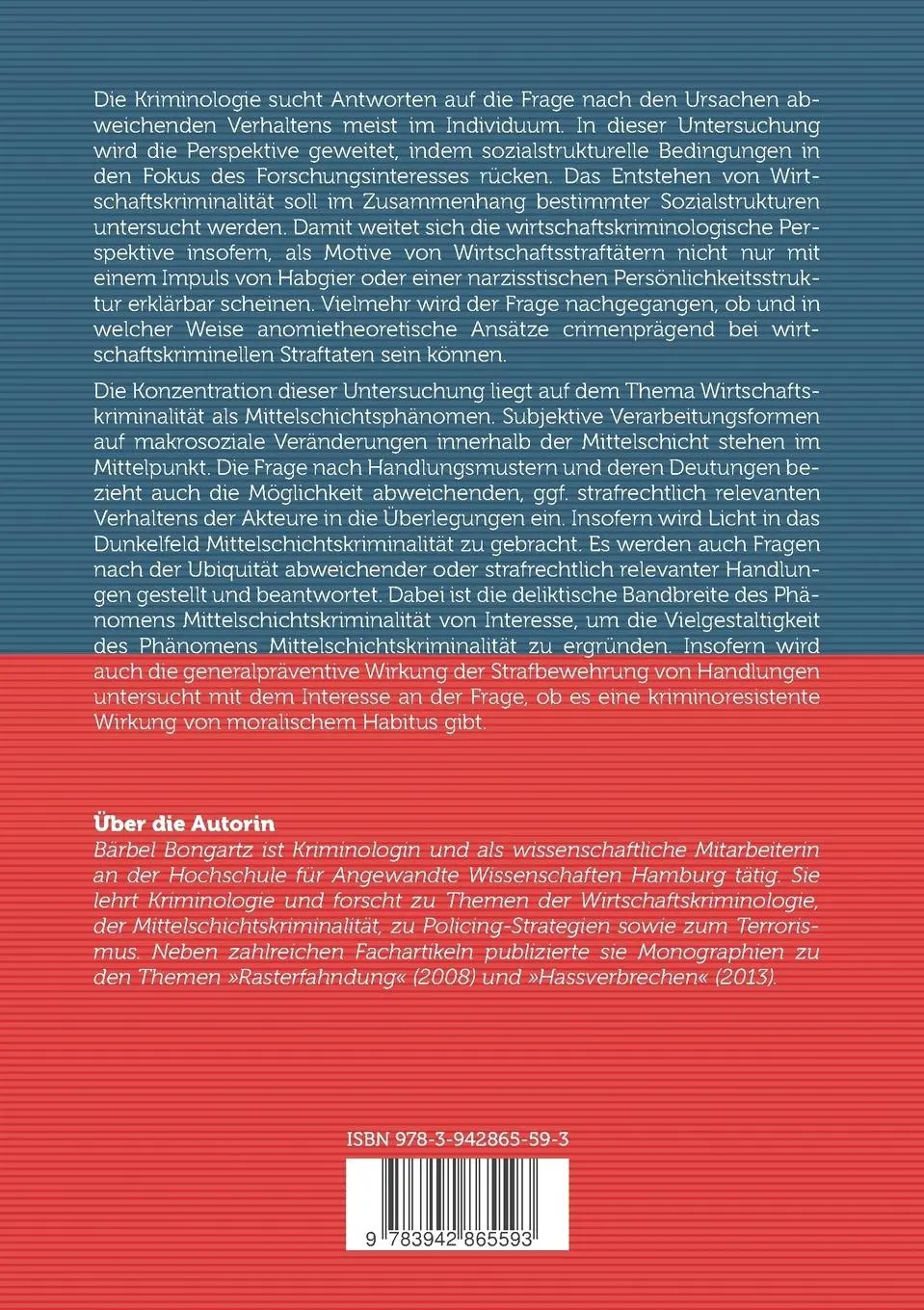 Rückseite: 9783942865593 | Strukturelle Bedingungen wirtschaftskrimineller Handlungen | Bongartz