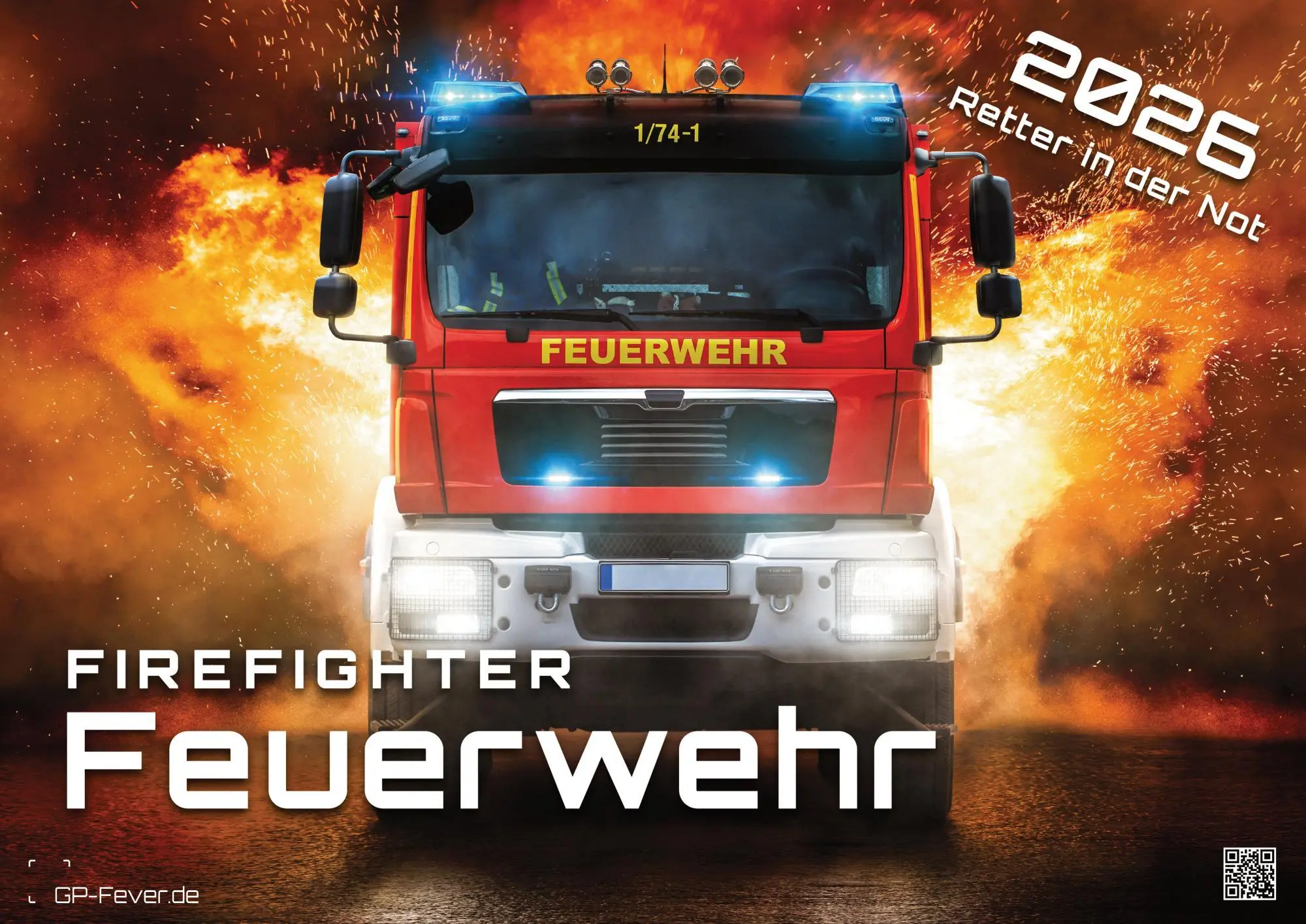 Cover: 9783986735593 | FIREFIGHTER - Retter in der Not - Feuerwehr - 2026 - Kalender DIN A3