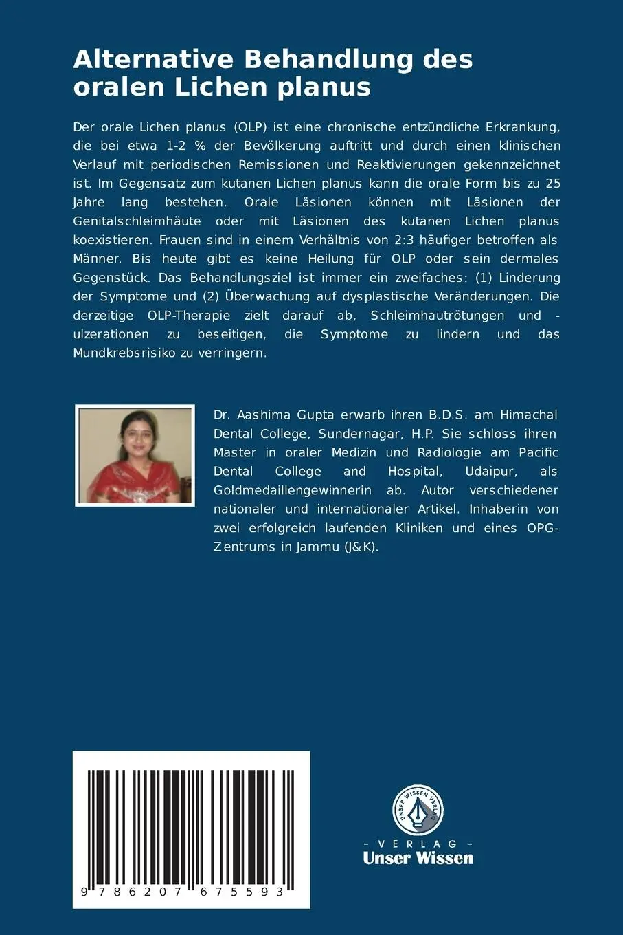 Rückseite: 9786207675593 | Alternative Behandlung des oralen Lichen planus | Gupta (u. a.) | Buch