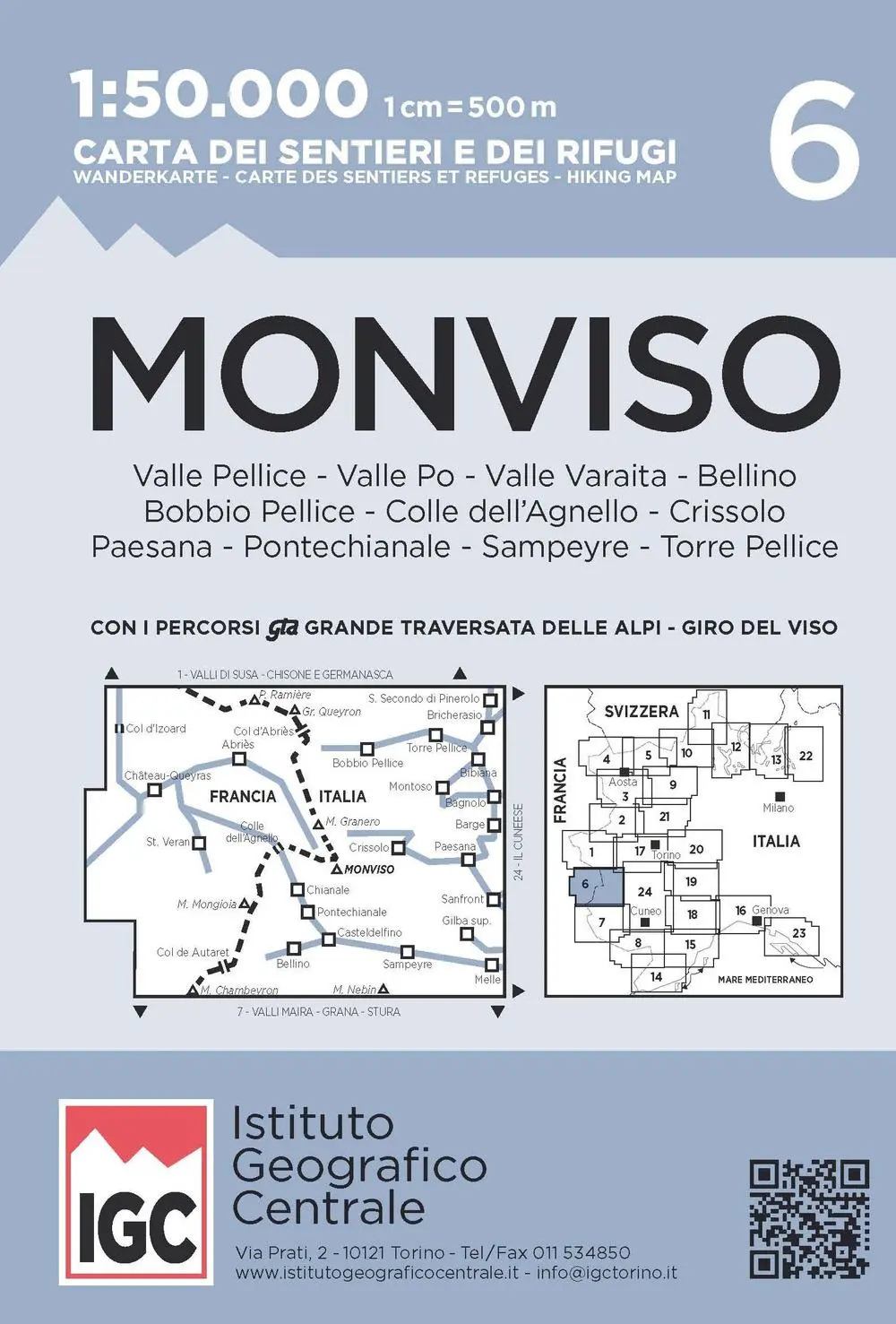 Cover: 9788896455593 | IGC Italien 1 : 50 000 Wanderkarte 6 Monviso | (Land-)Karte | 2017