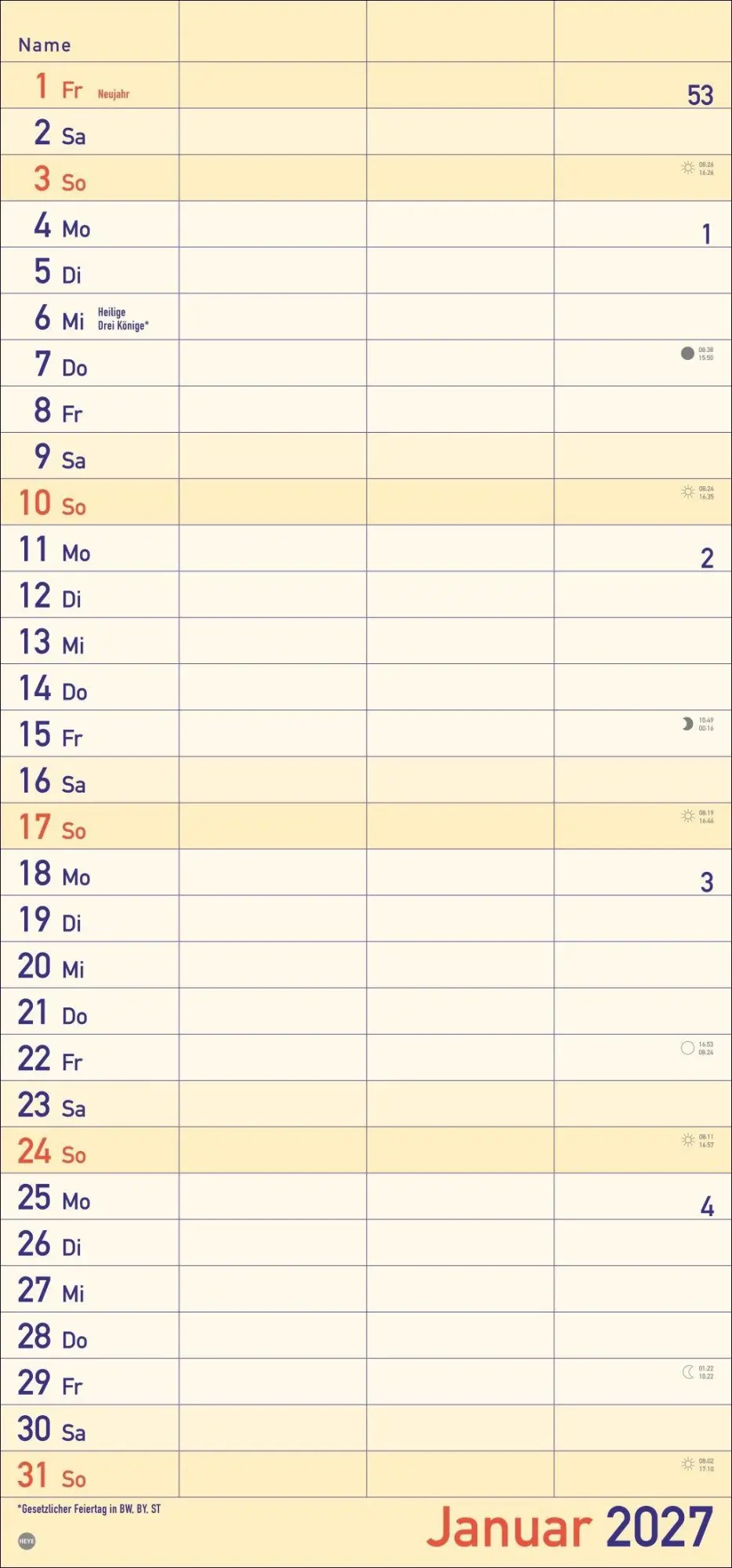 Bild: 9783756415793 | Großdruck Planer für zwei 2027 | Kalender | Bürokalender Heye | 14 S.