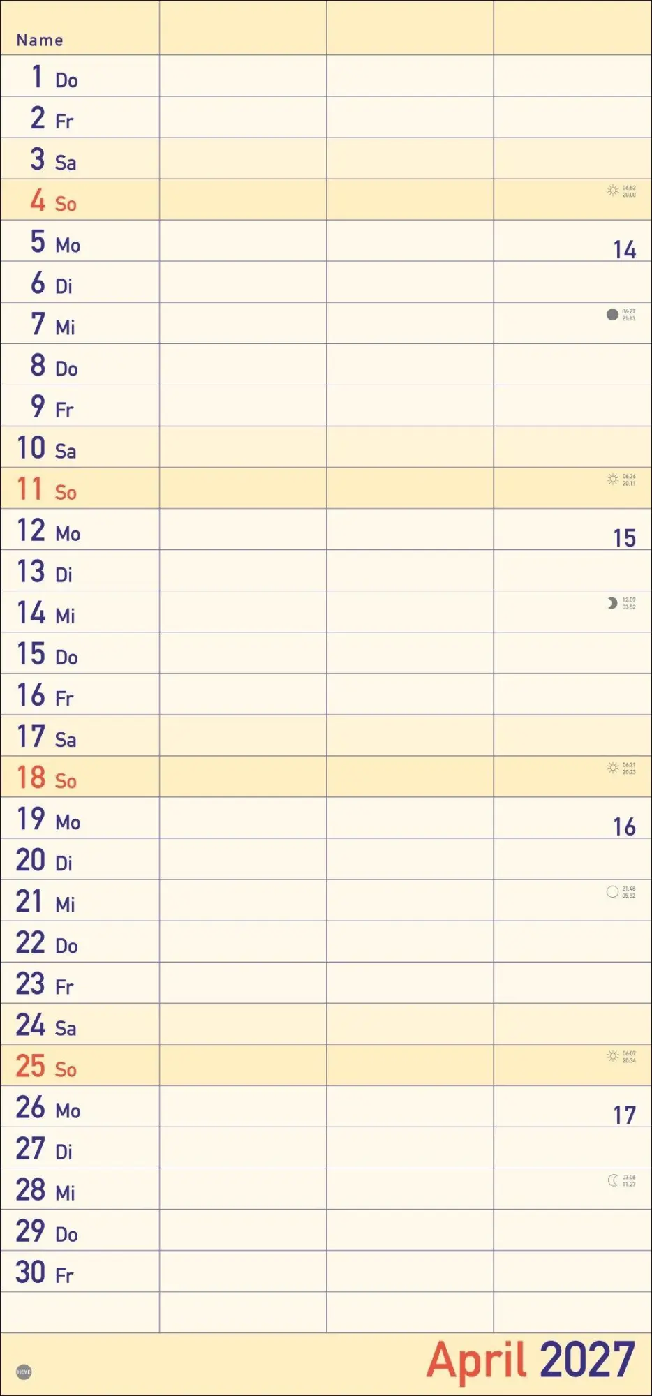 Bild: 9783756415793 | Großdruck Planer für zwei 2027 | Kalender | Bürokalender Heye | 14 S.
