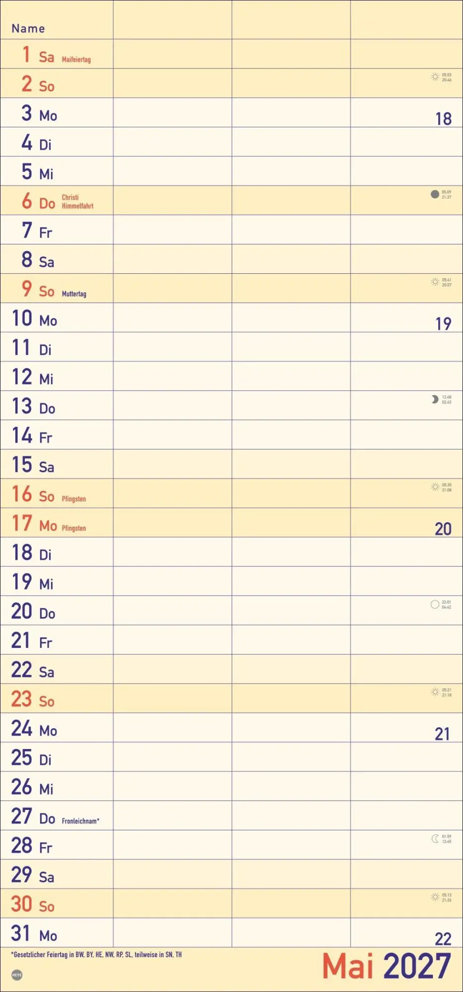Bild: 9783756415793 | Großdruck Planer für zwei 2027 | Kalender | Bürokalender Heye | 14 S.