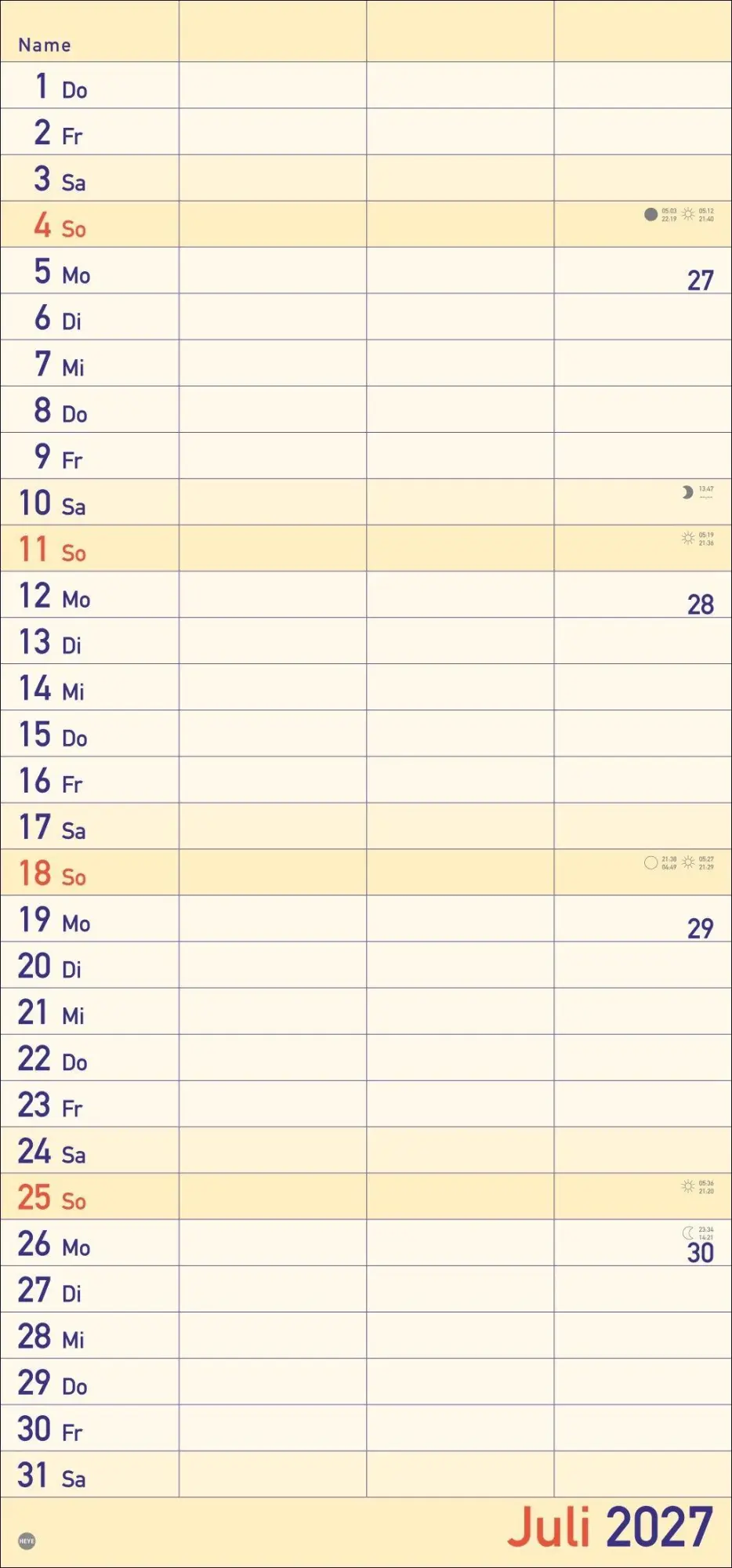 Bild: 9783756415793 | Großdruck Planer für zwei 2027 | Kalender | Bürokalender Heye | 14 S.