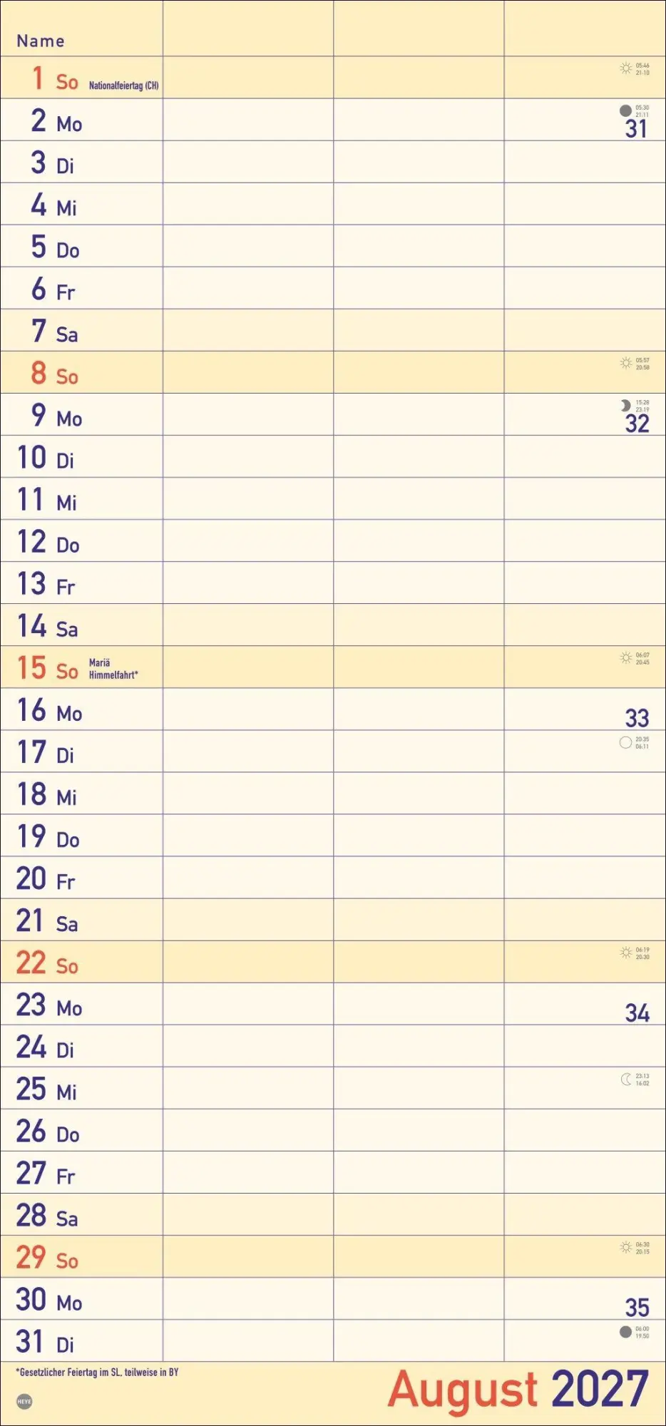 Bild: 9783756415793 | Großdruck Planer für zwei 2027 | Kalender | Bürokalender Heye | 14 S.