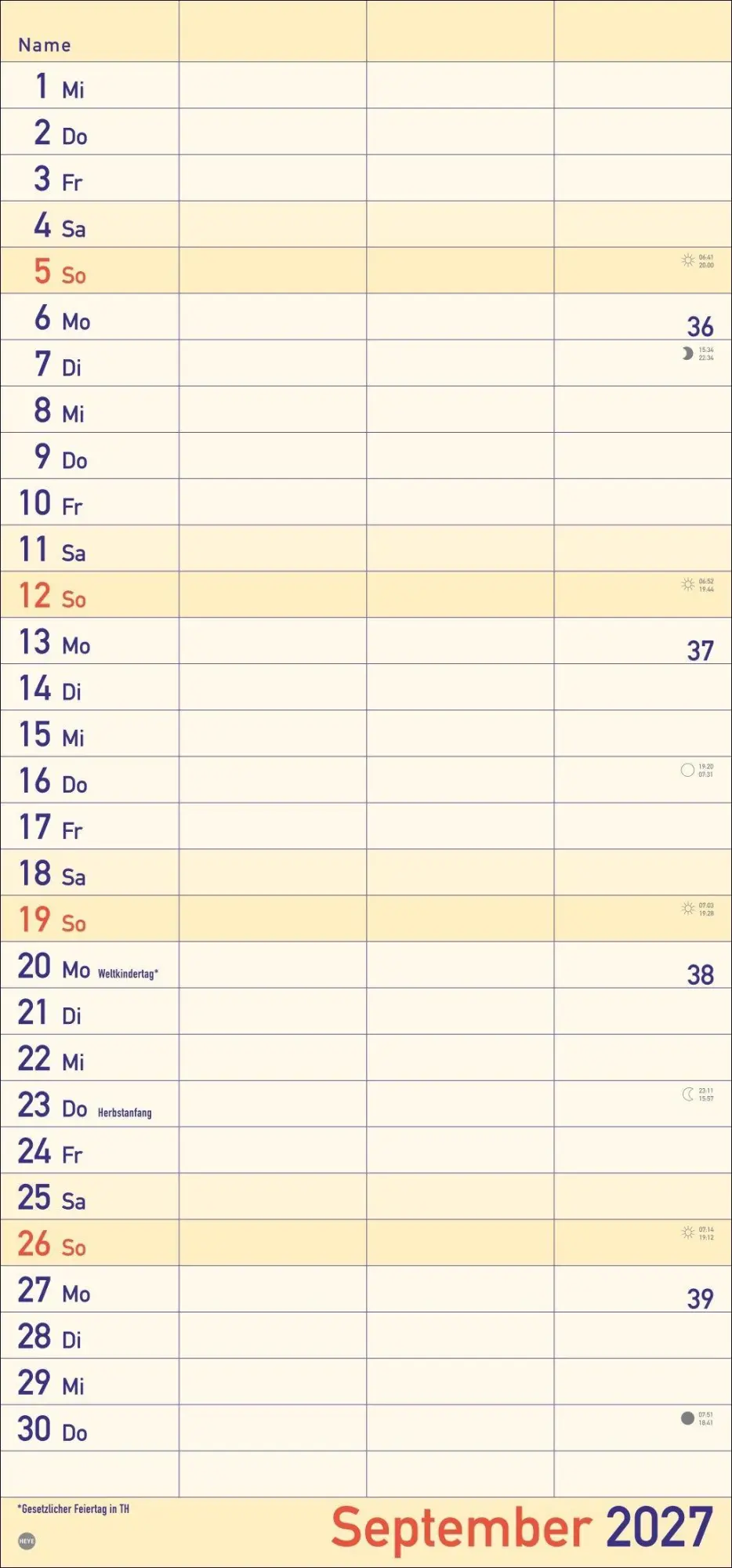 Bild: 9783756415793 | Großdruck Planer für zwei 2027 | Kalender | Bürokalender Heye | 14 S.