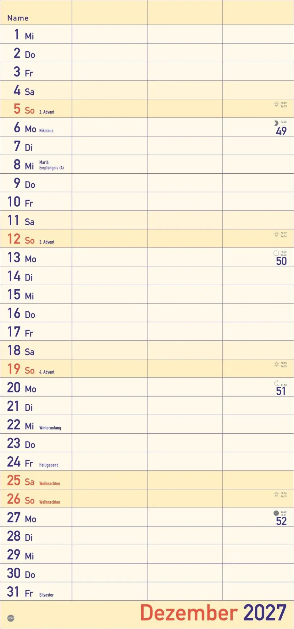 Bild: 9783756415793 | Großdruck Planer für zwei 2027 | Kalender | Bürokalender Heye | 14 S.