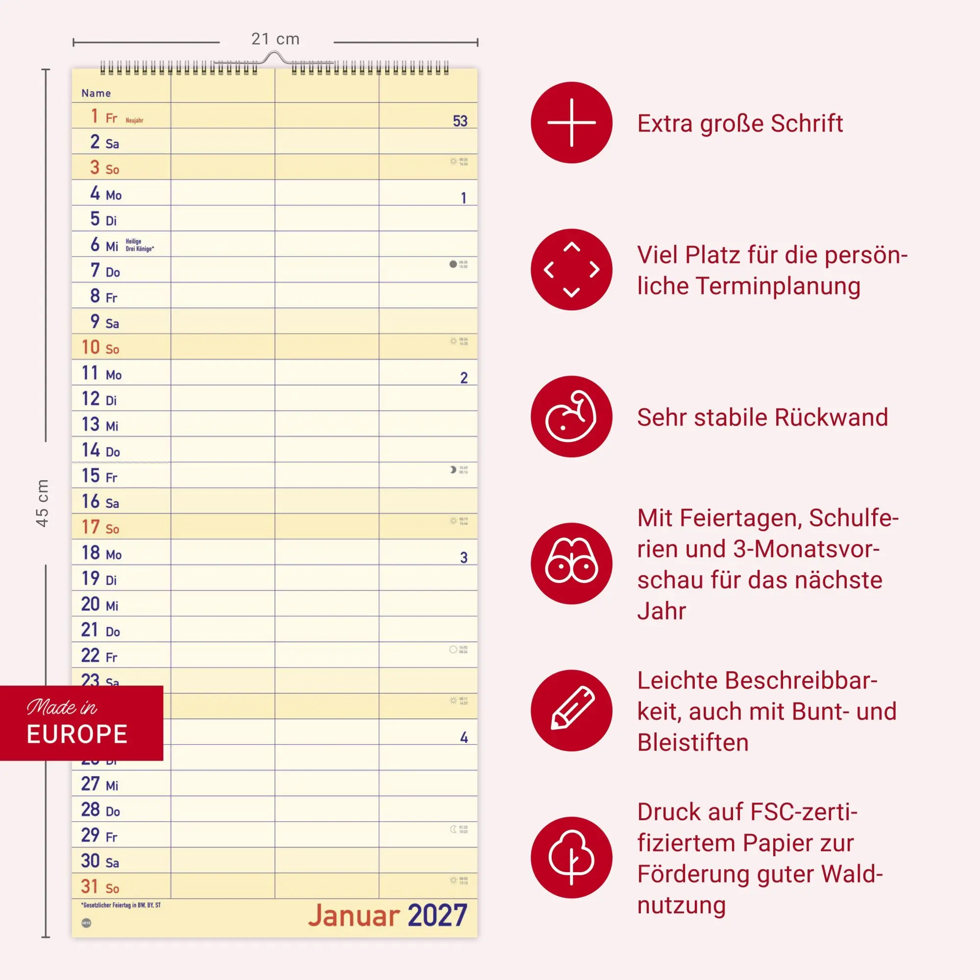 Bild: 9783756415793 | Großdruck Planer für zwei 2027 | Kalender | Bürokalender Heye | 14 S.