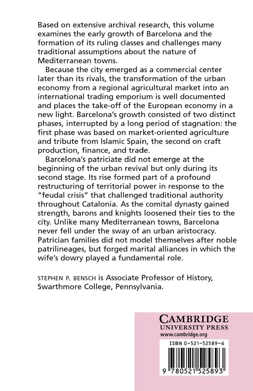 Rückseite: 9780521525893 | Barcelona and Its Rulers, 1096 1291 | Stephen P. Bensch | Taschenbuch