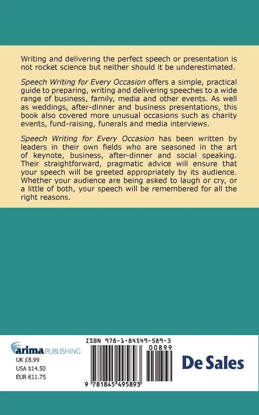 Rückseite: 9781845495893 | Speech Writing for Every Occasion | De Sales | Taschenbuch | Englisch