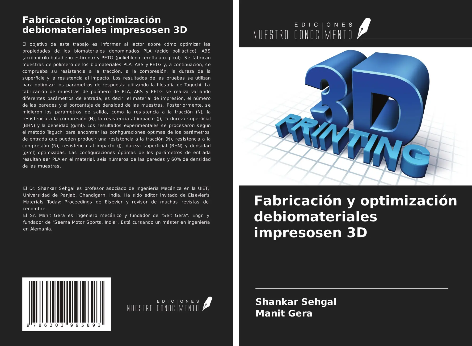 Cover: 9786203995893 | Fabricación y optimización debiomateriales impresosen 3D | Taschenbuch