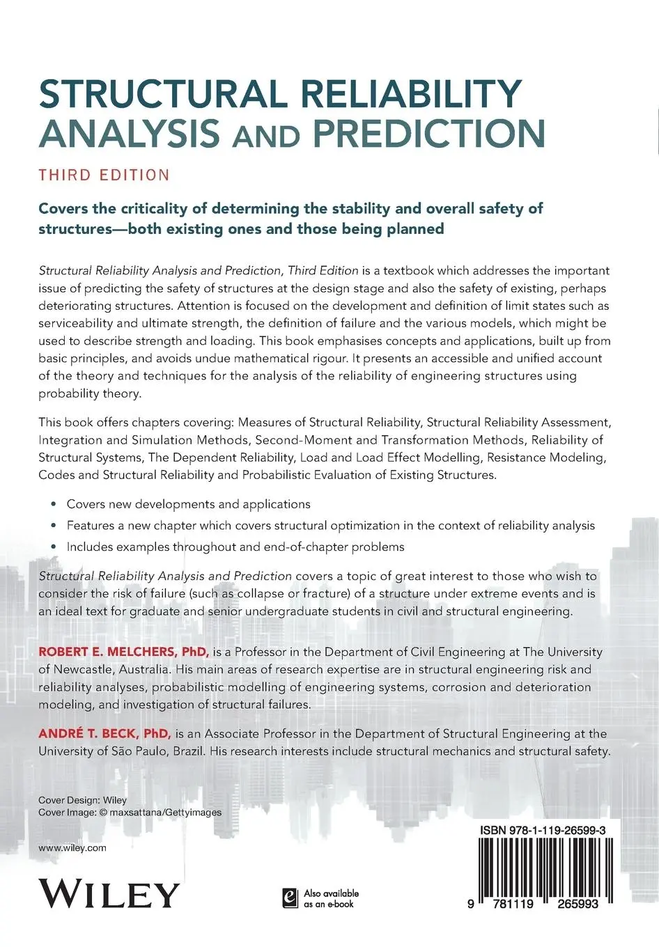 Rückseite: 9781119265993 | Structural Reliability Analysis and Prediction | Melchers (u. a.)