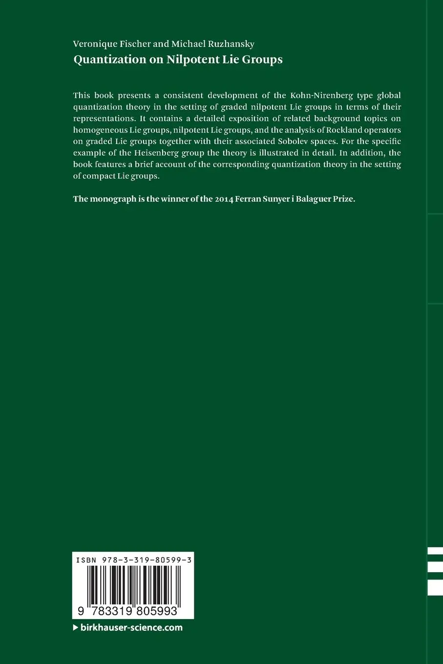 Rückseite: 9783319805993 | Quantization on Nilpotent Lie Groups | Veronique Fischer (u. a.)