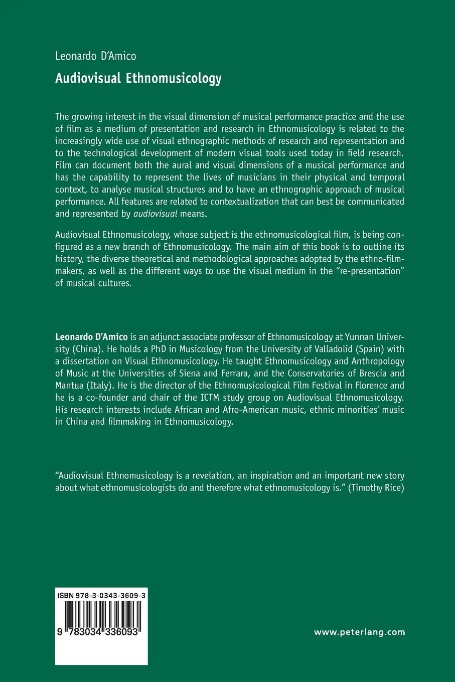 Rückseite: 9783034336093 | Audiovisual Ethnomusicology | Filming musical cultures | D'Amico