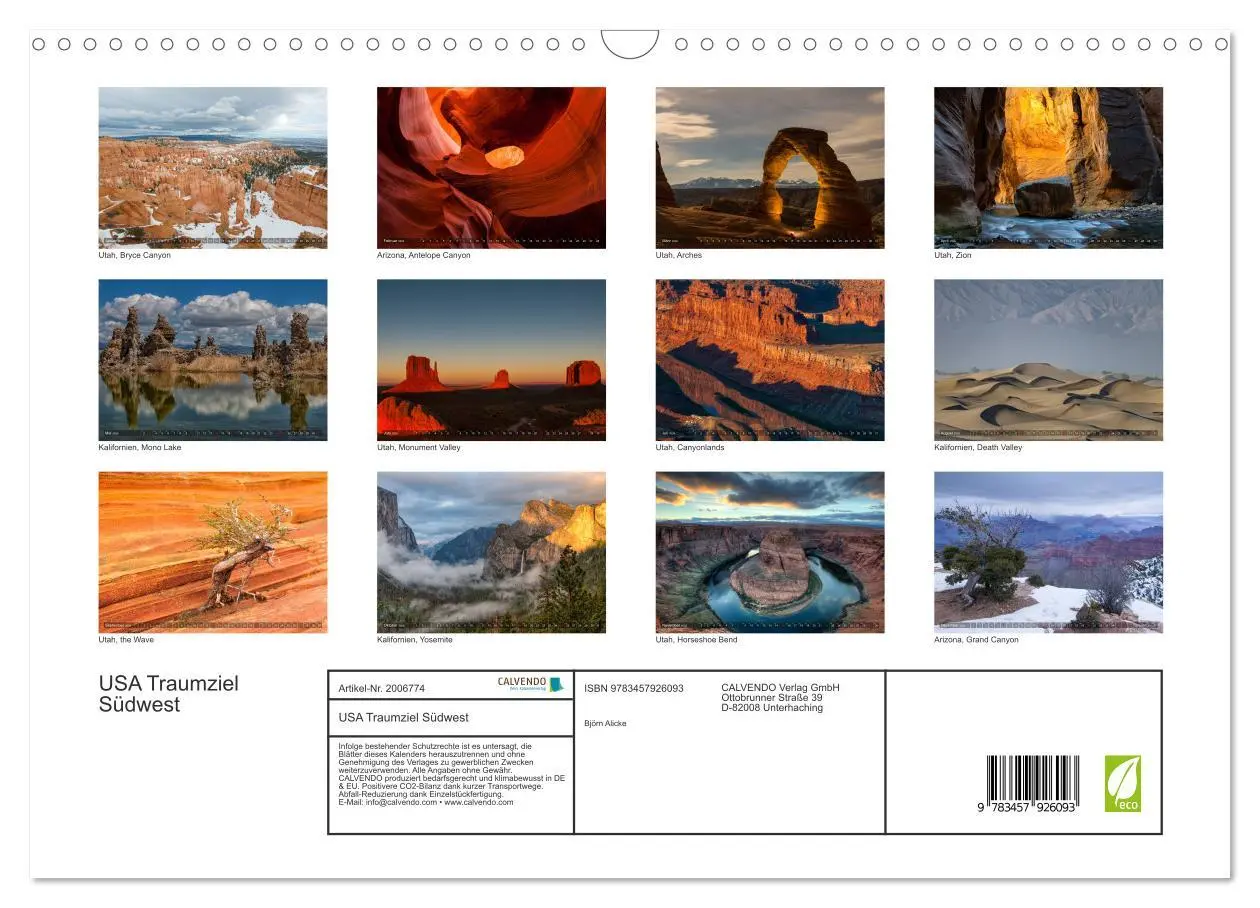 Bild: 9783457926093 | USA Traumziel Südwest (Wandkalender 2026 DIN A3 quer), CALVENDO...