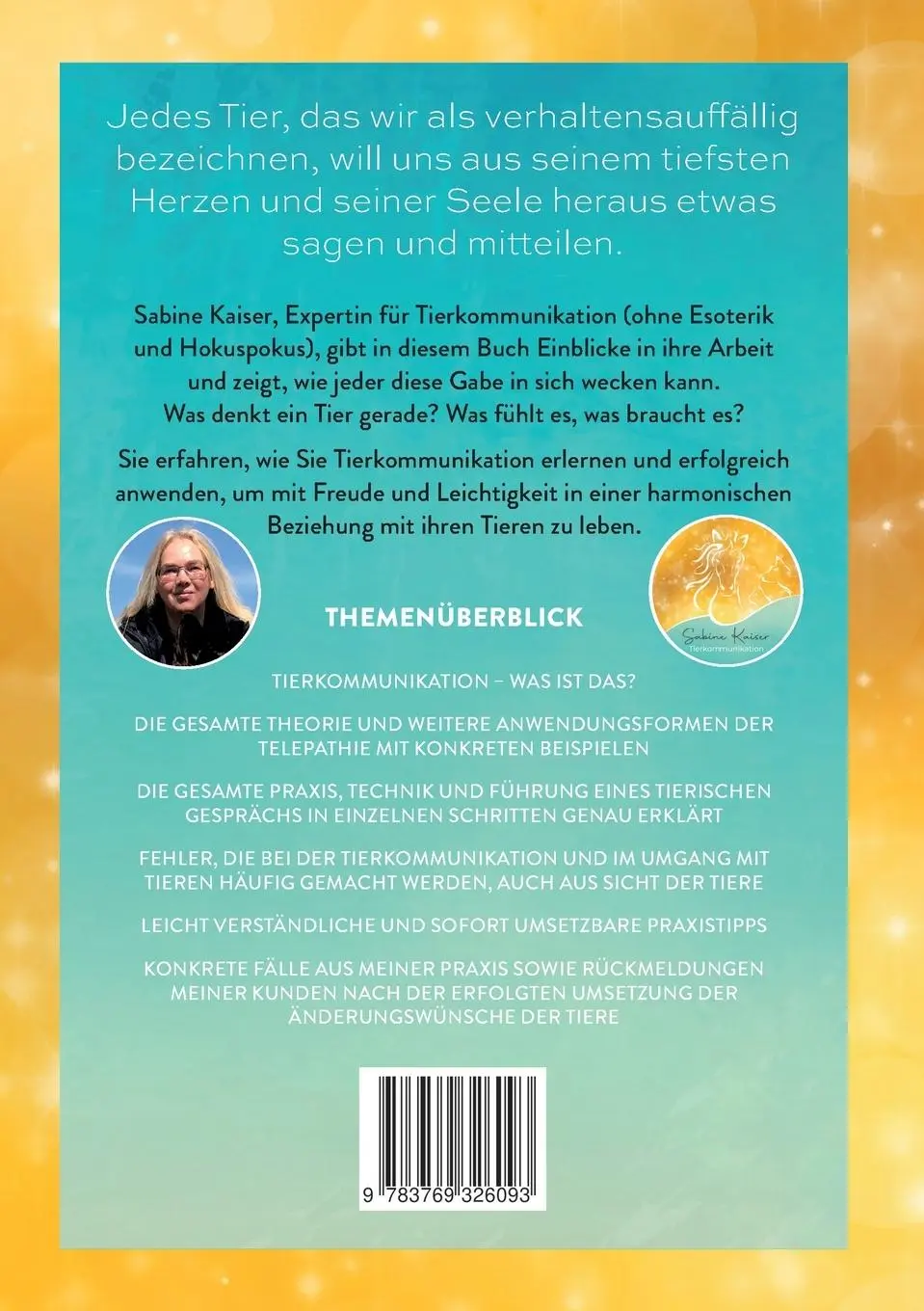 Rückseite: 9783769326093 | Tierkommunikation für jedermann | Sabine Kaiser | Taschenbuch | 164 S.