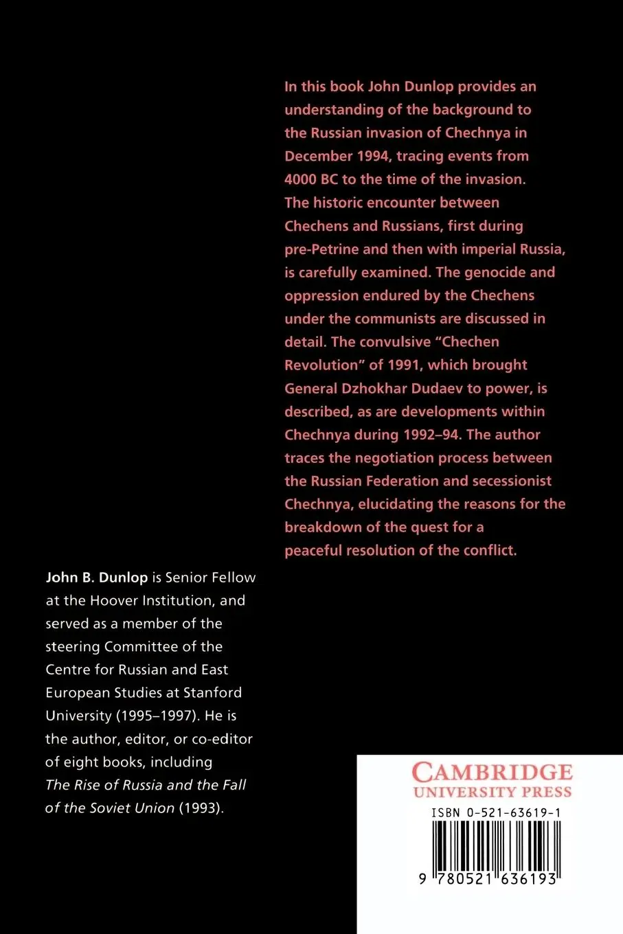 Rückseite: 9780521636193 | Russia Confronts Chechnya | Roots of a Separatist Conflict | Dunlop