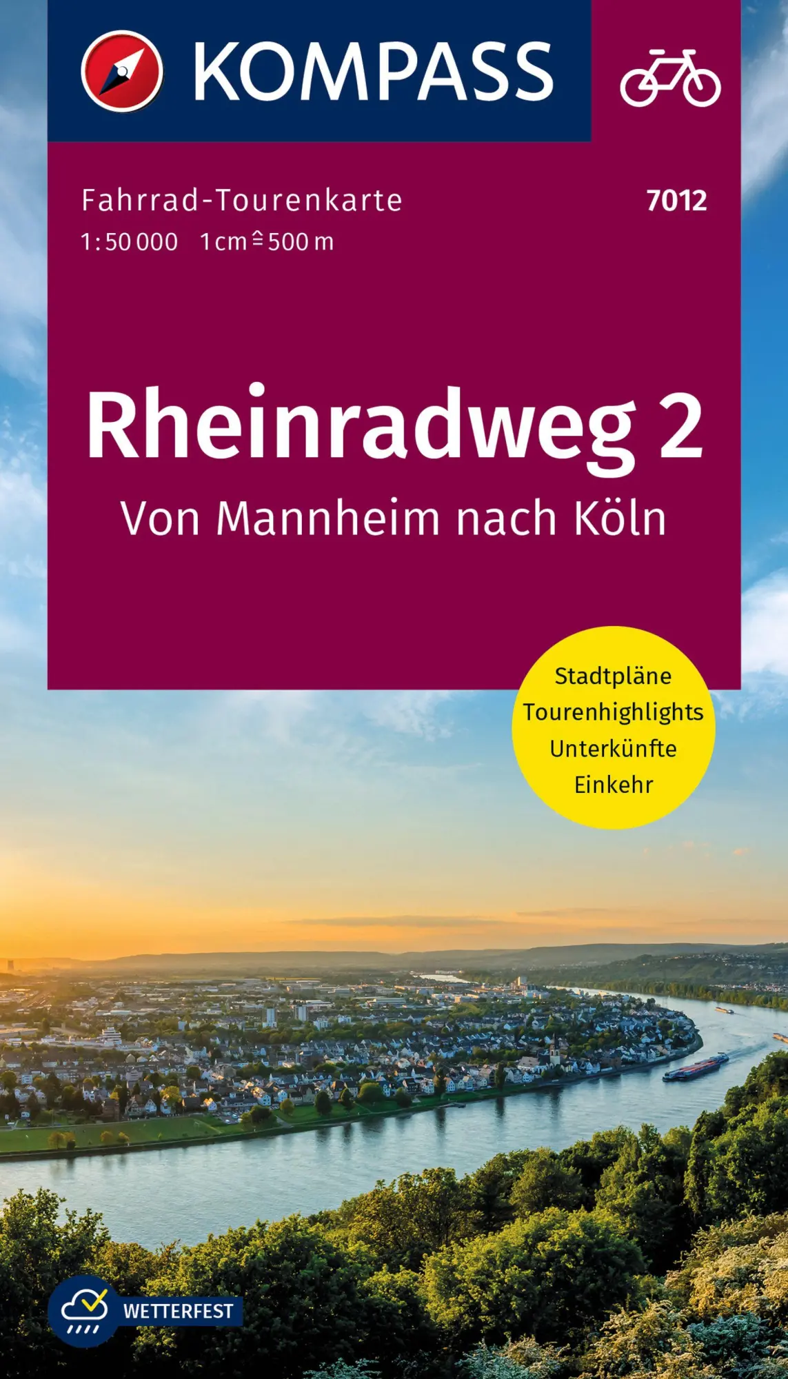 Cover: 9783991216193 | KOMPASS Fahrrad-Tourenkarte Rheinradweg 2, von Mannheim nach Köln...