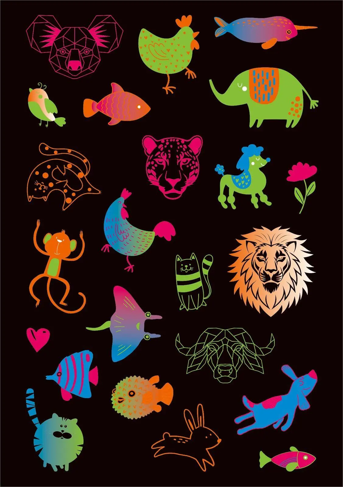 Bild: 4014489136293 | Neon-Sticker | Über 200 Tier-Sticker | Broschüre | 16 S. | Deutsch