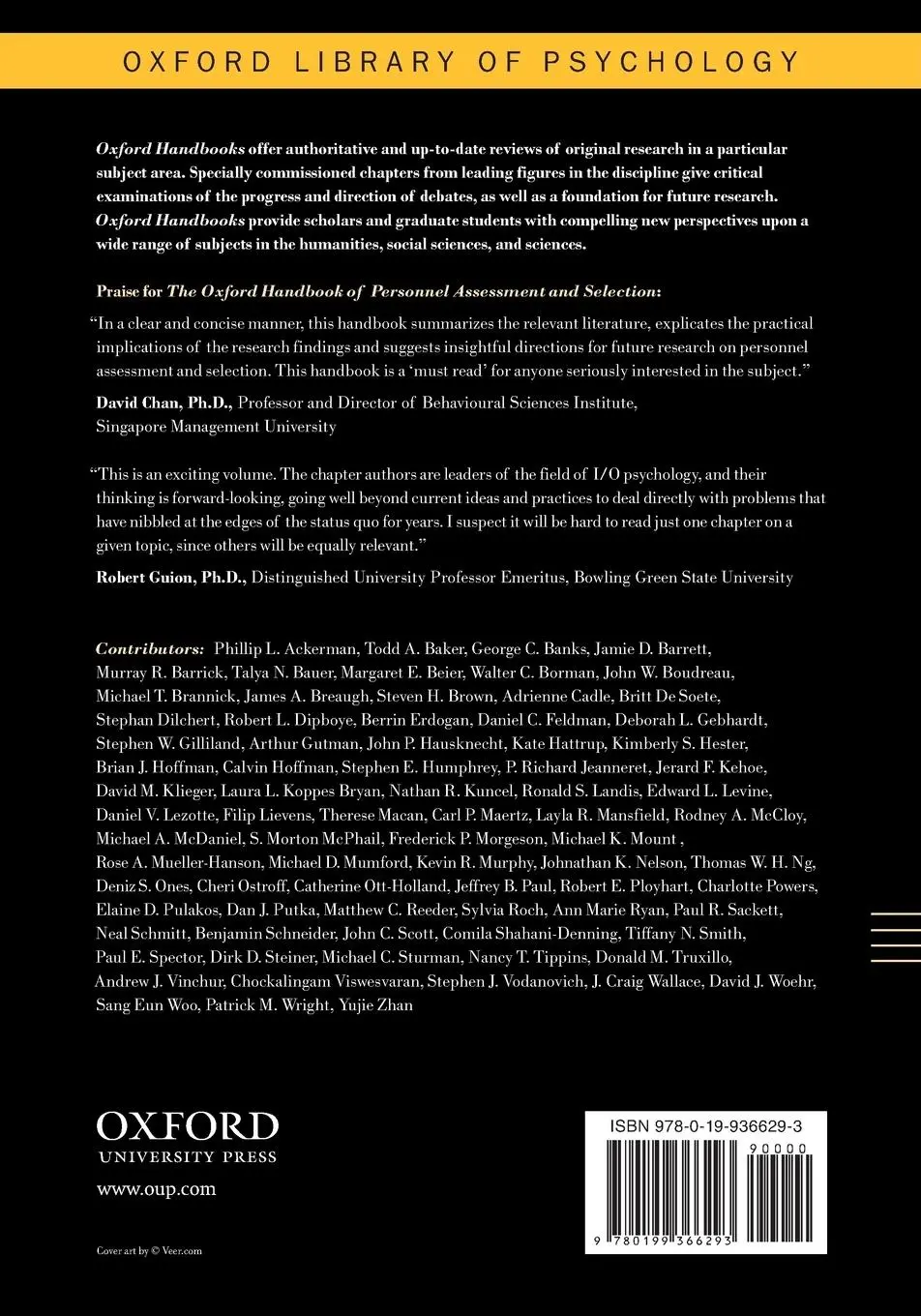 Rückseite: 9780199366293 | Oxford Handbook of Personnel Assessment and Selection | Neal Schmitt