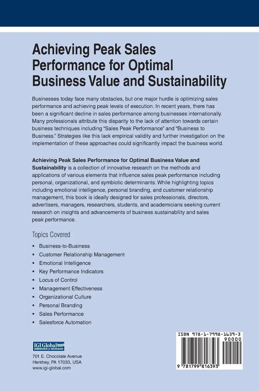 Rückseite: 9781799816393 | Achieving Peak Sales Performance for Optimal Business Value and...