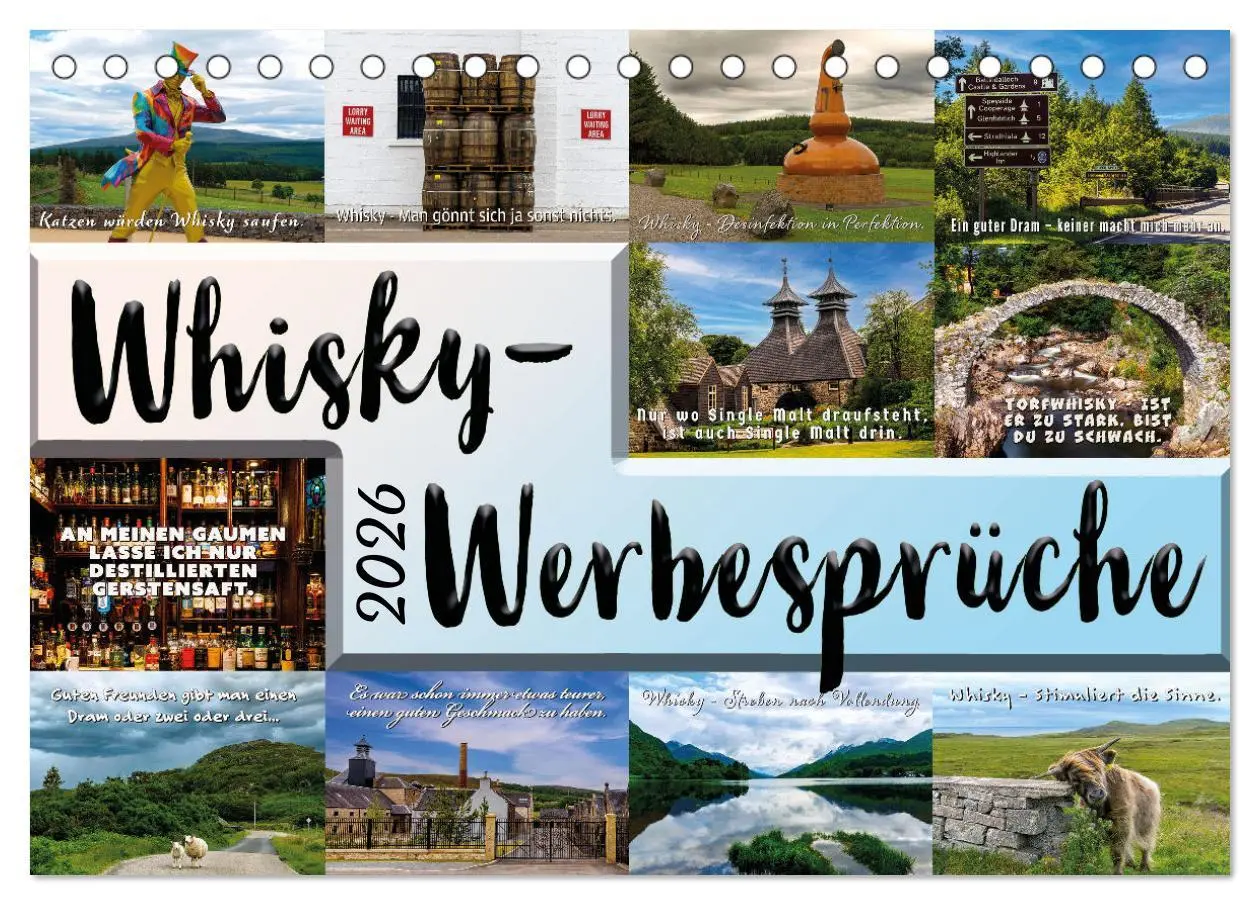 Cover: 9783457516393 | Whisky-Werbesprüche (Tischkalender 2026 DIN A5 quer), CALVENDO...