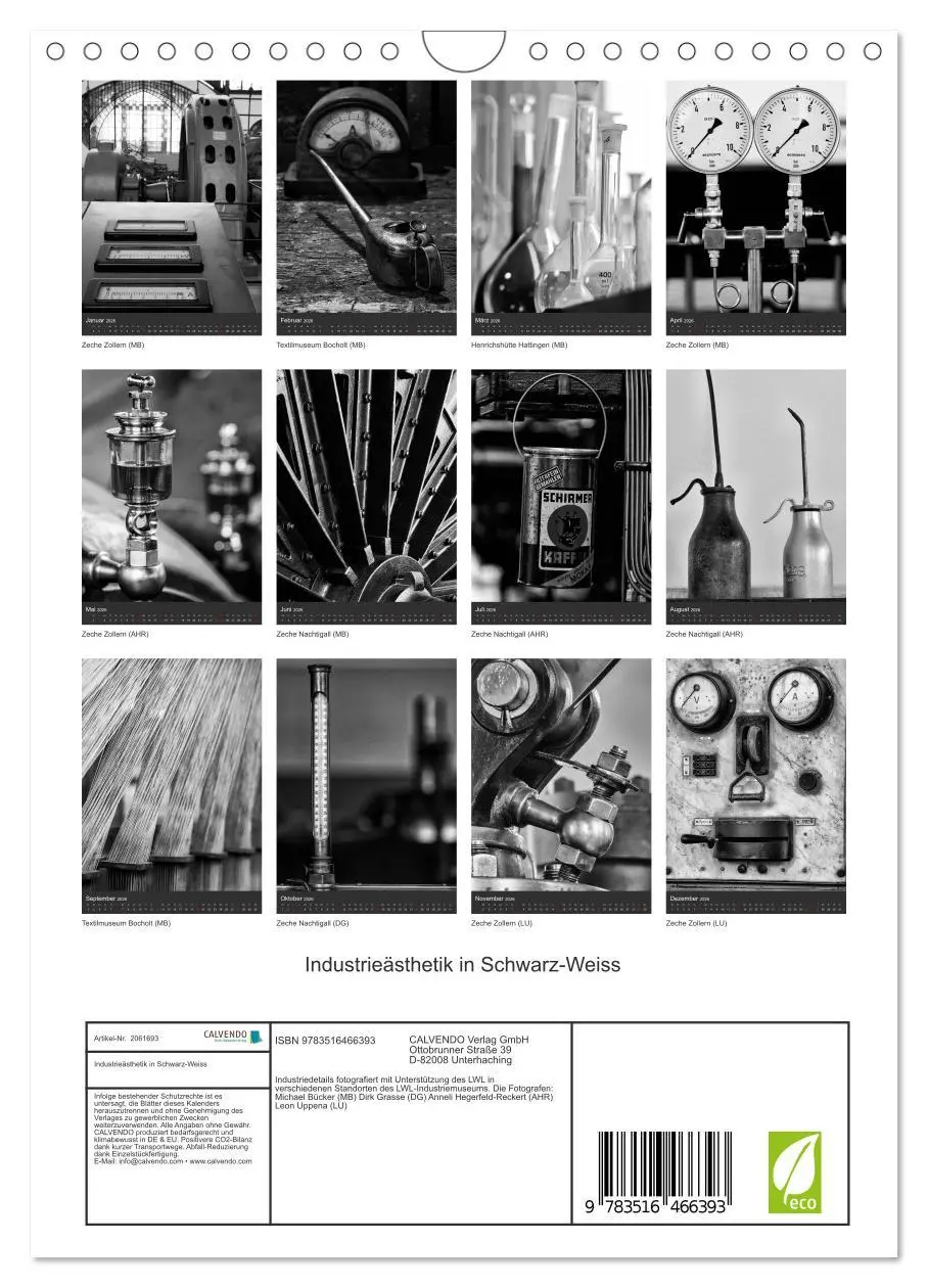 Bild: 9783516466393 | Industrieästhetik in Schwarz-Weiss (Wandkalender 2026 DIN A4 hoch),...