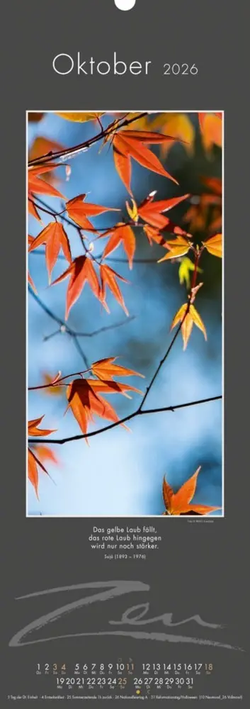 Bild: 9783948276393 | Zen-Kalender 2026 | Kalender | Spiralbindung | Deutsch | 2026