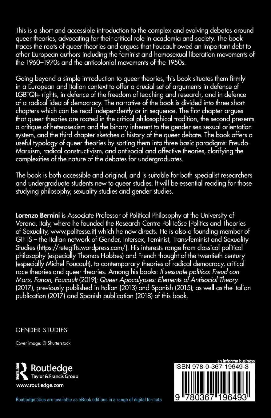 Rückseite: 9780367196493 | Queer Theories | Lorenzo Bernini | Taschenbuch | Englisch | 2020