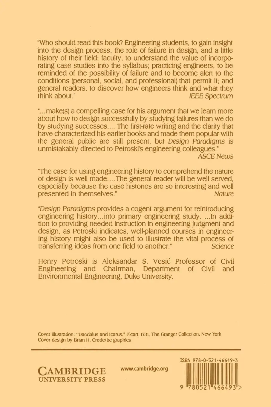 Rückseite: 9780521466493 | Design Paradigms | Case Histories of Error and Judgment in Engineering