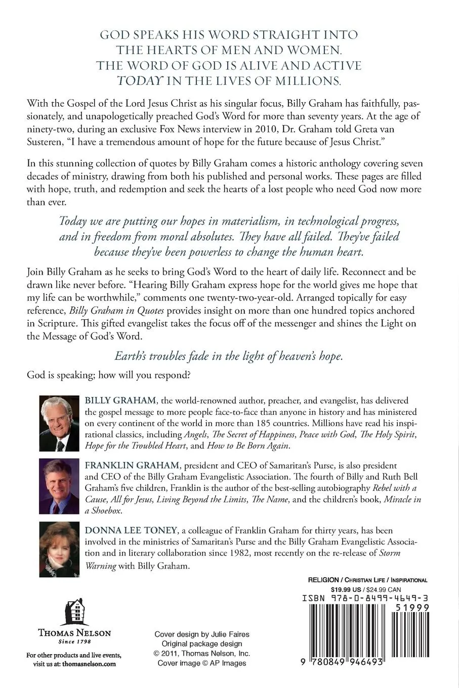 Rückseite: 9780849946493 | The Billy Graham in Quotes | Franklin Graham (u. a.) | Taschenbuch
