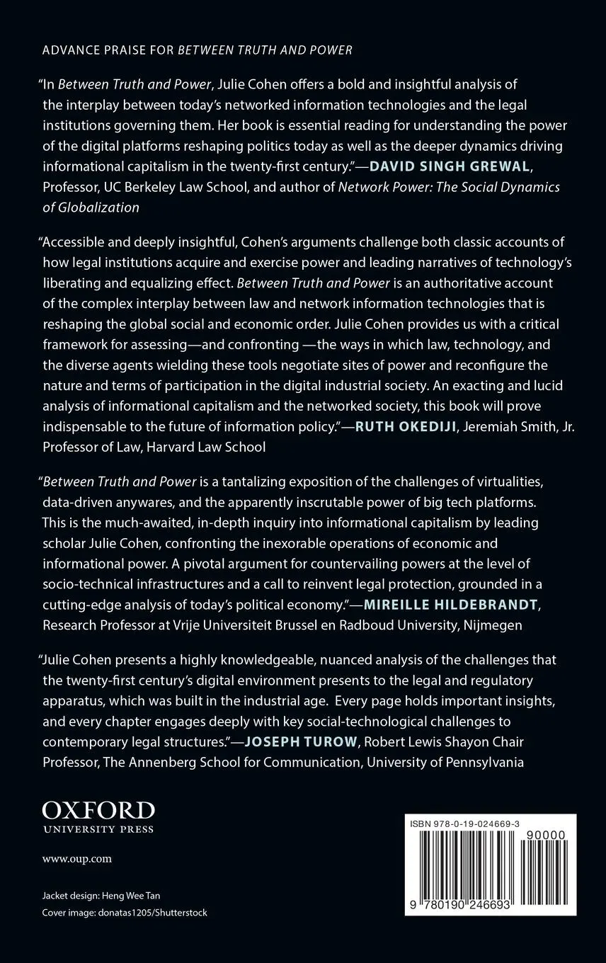 Rückseite: 9780190246693 | Between Truth and Power | Julie E. Cohen | Buch | Gebunden | Englisch