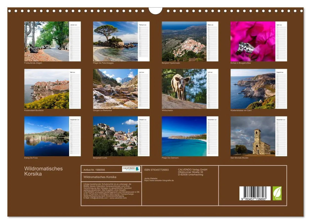 Bild: 9783457726693 | Wildromatisches Korsika (Wandkalender 2026 DIN A3 quer), CALVENDO...