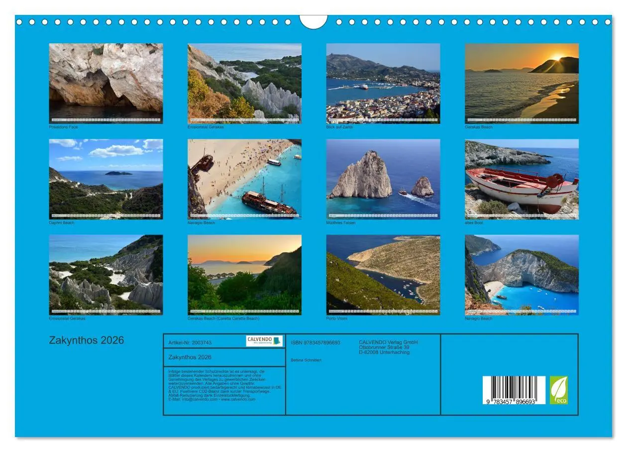 Bild: 9783457896693 | Zakynthos 2026 (Wandkalender 2026 DIN A3 quer), CALVENDO...
