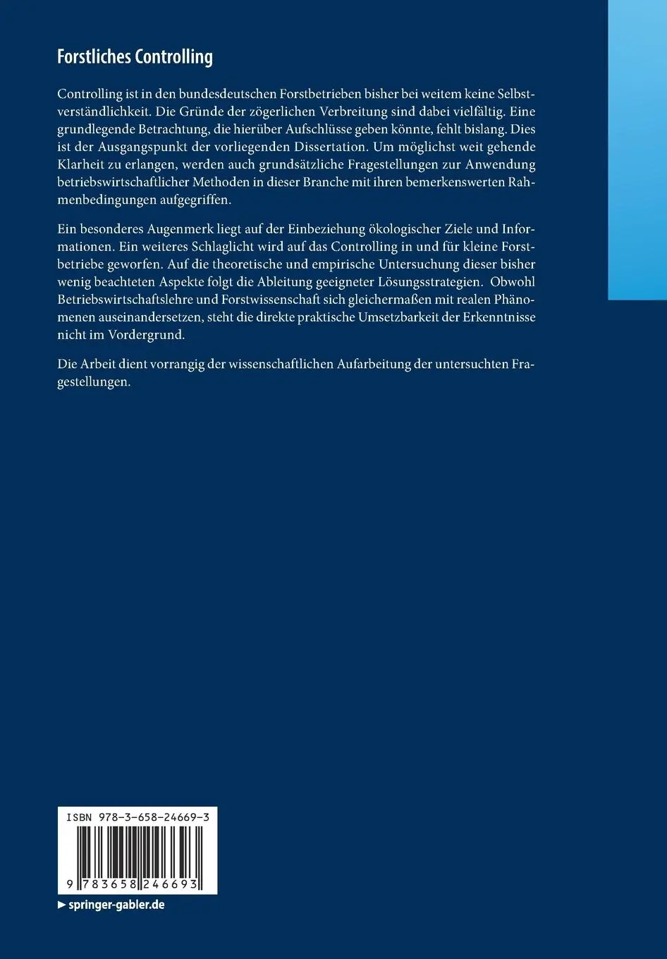 Rückseite: 9783658246693 | Forstliches Controlling | Thomas Urigshardt | Taschenbuch | xxii