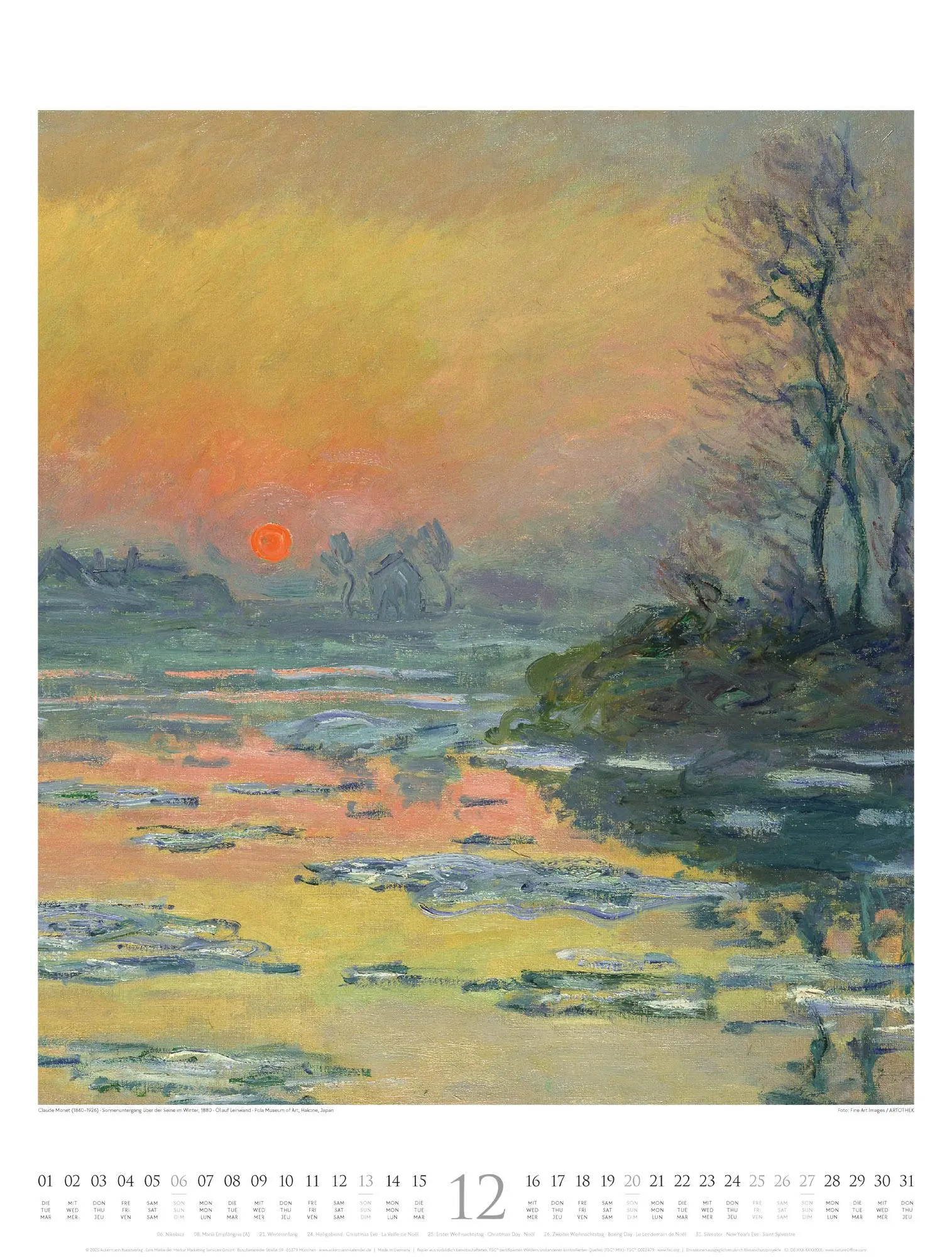 Bild: 9783838426693 | Claude Monet Kalender 2026 Wasser und Licht | Claude Monet | Kalender