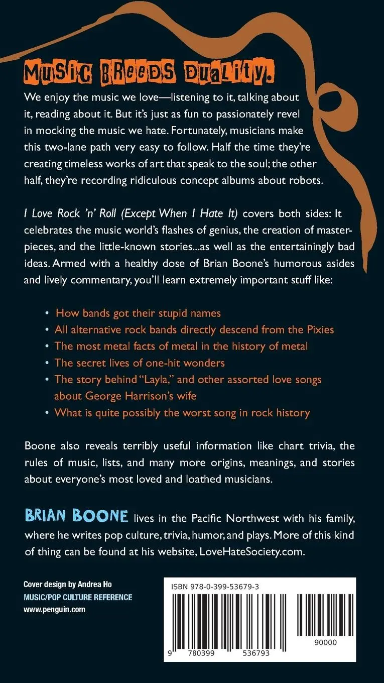 Rückseite: 9780399536793 | I Love Rock 'n' Roll (Except When I Hate It) | Brian Boone | Buch