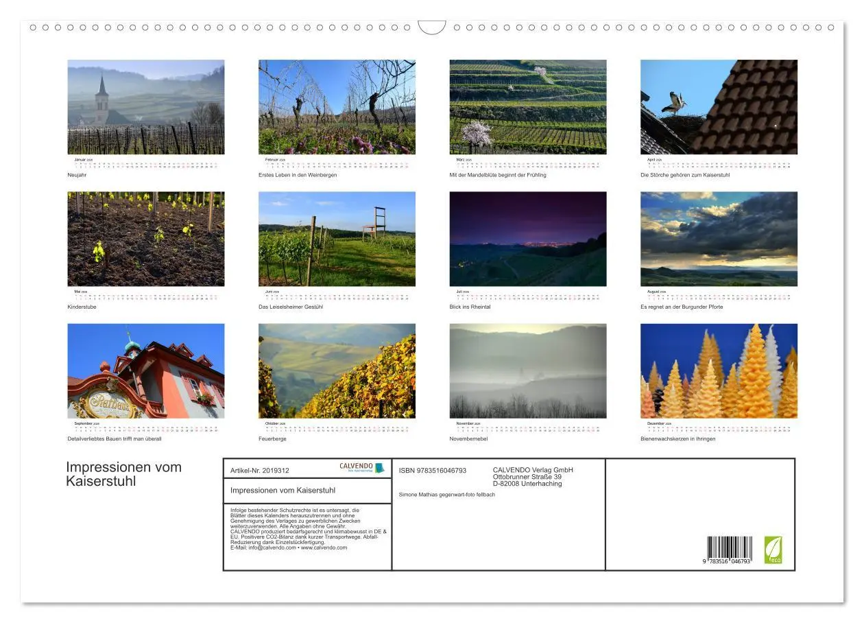 Bild: 9783516046793 | Impressionen vom Kaiserstuhl (Wandkalender 2026 DIN A2 quer),...