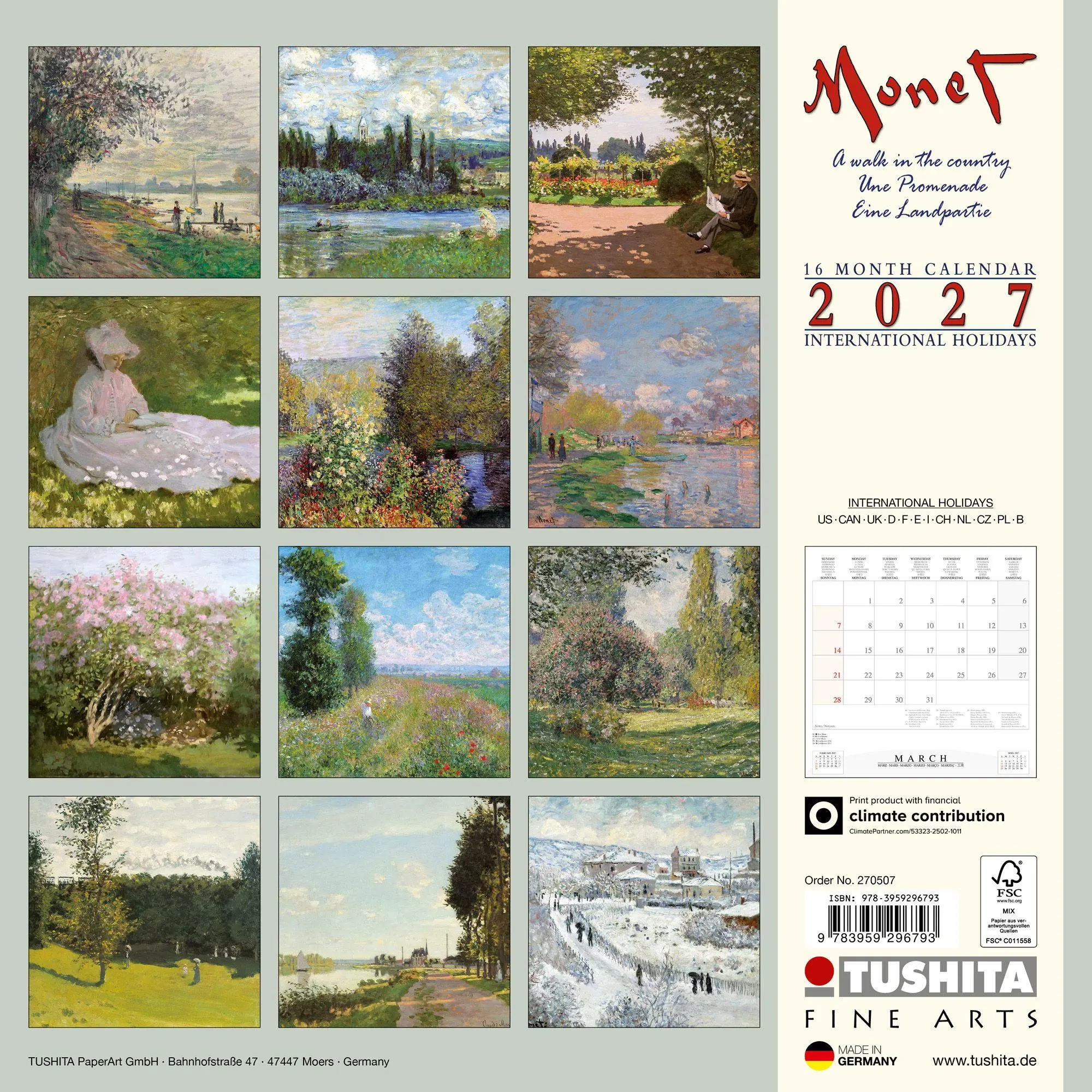 Bild: 9783959296793 | Claude Monet - A Walk in the Country 2027 | Kalender 2027 | Kalender