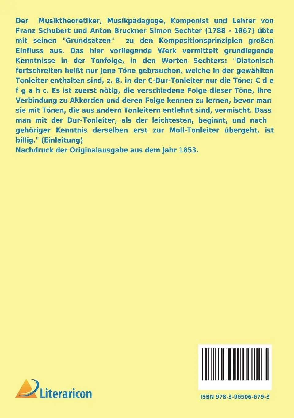 Rückseite: 9783965066793 | Die Grundsätze der musikalischen Komposition | 1. Abteilung | Sechter