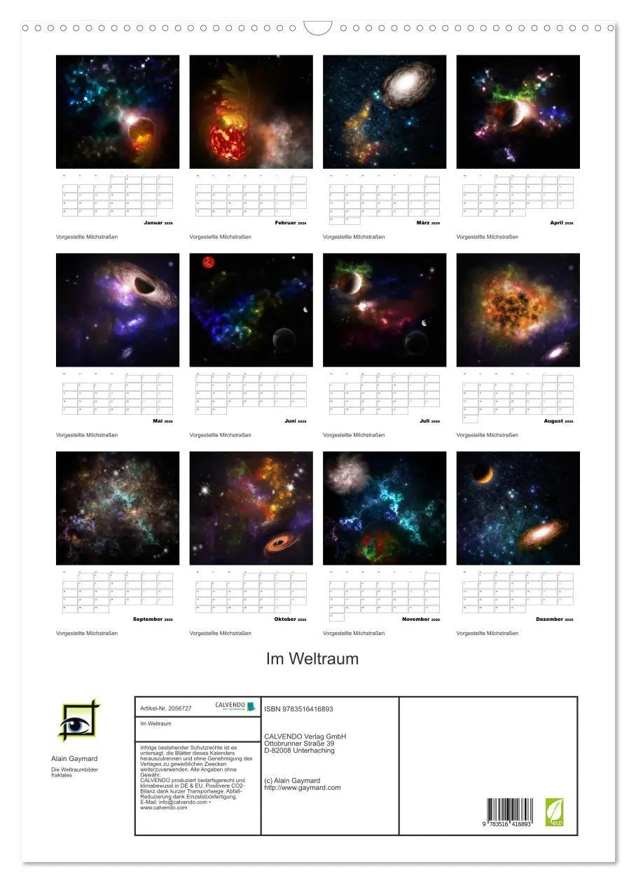 Bild: 9783516416893 | Im Weltraum (Wandkalender 2026 DIN A2 hoch), CALVENDO Monatskalender
